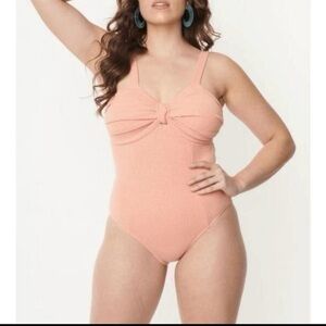 NWT Unique Vintage Peach One-Piece Swimsuit Size L